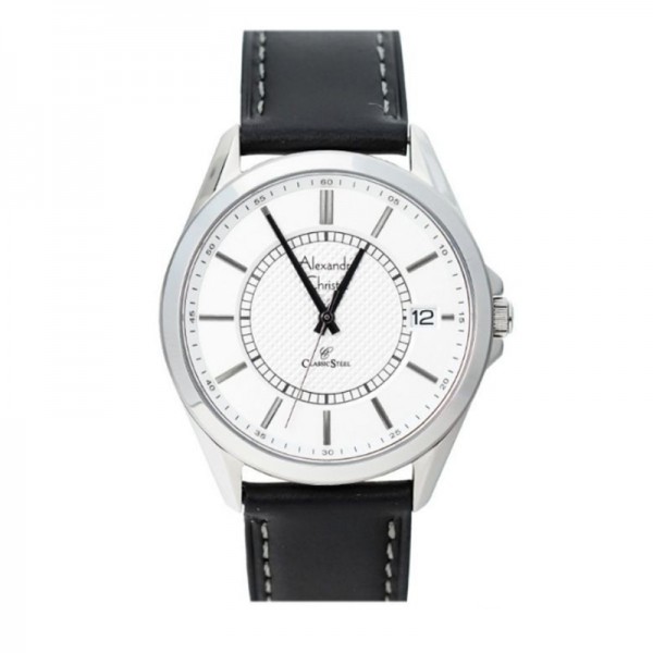 Alexandre Christie AC 8649 Silver White Leather Man MDLSSSL